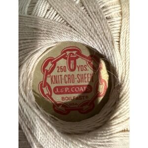 Vintage J & P Coats Knit-Cro-Sheen Crochet Thread Lot - Ecru/Cream - 250+ Yds